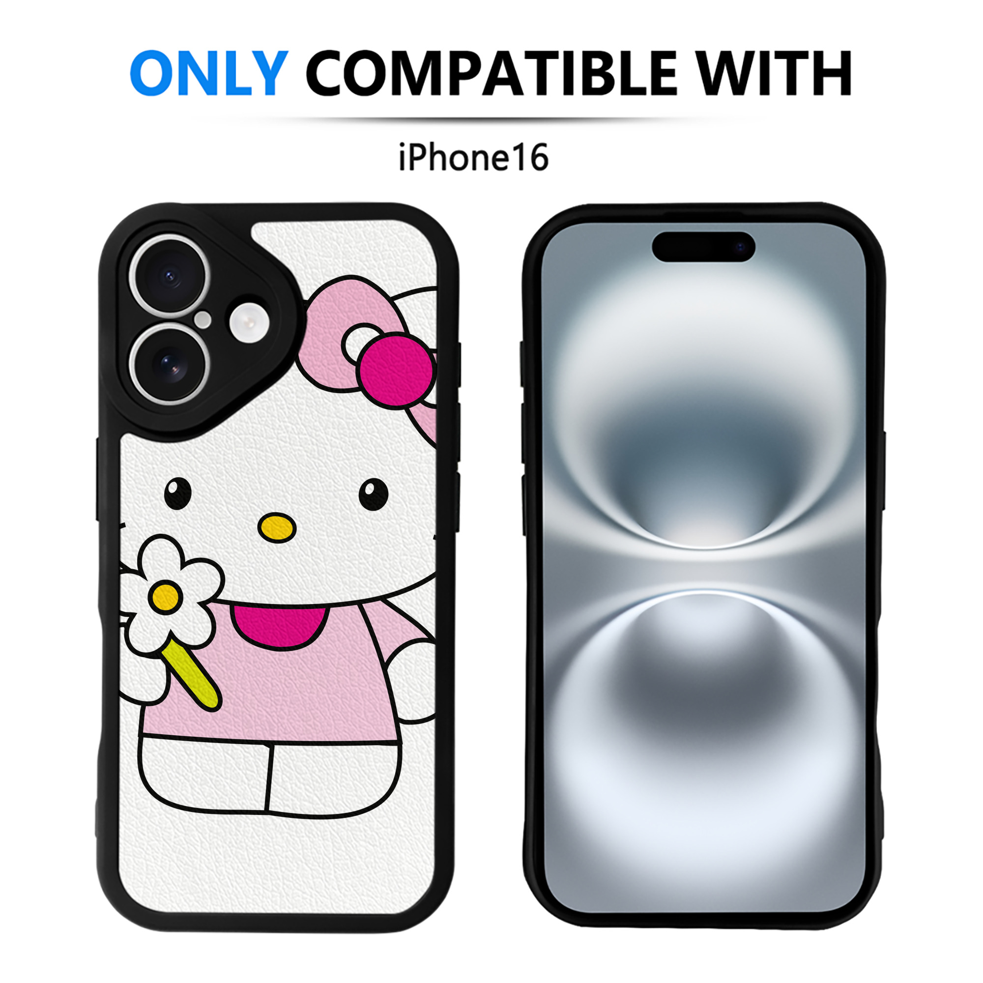 （画像用） Hello Kitty ハローキティ 【iPhone 16シリーズ対応】シリコンスマホケース（レザー調） 材質：シリコン